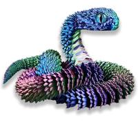 Jouets d'animaux imprimés en 3D, jeu de serpent imprimé en 3D, ornement de bureau, statue de serpent, jouet mobile de serpent, jouet à presser pour l'autisme/TDAH (60, irisé)