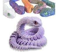 Jouets d'animaux imprimés en 3D, jeu de serpent imprimé en 3D, ornement de bureau, statue de serpent, jouet mobile de serpent, jouet à presser pour l'autisme/TDAH (45 cm, violet)