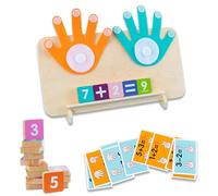 Jouets d'apprentissage des nombres pour tout-petits, 1 ensemble de manipulateurs mathématiques en bois comprenant des blocs de chiffres, un tableau doigt et cartes arithmétiques, jouets math