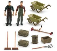 Jouets d'apprentissage, jouets de ferme 12 pièces/ensemble de simulation ferme réaliste, figurines personnes miniatures, accessoires scène, petit outil jeu éducatif pour enfants en bas âg