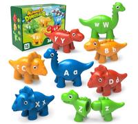 Jouets d'apprentissage pour enfants de 2, 3, 4, 5 ans, 26 jouets d'apprentissage de l'alphabet dinosaures avec majuscules et minuscules, activités préscolaires Montessori Jouets à moteur fine pour