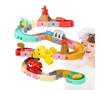 Jouets de Bain - Circuit Boules de Construction 3-7 Ans | Toboggan Eau | Pistes murales vitrées | 47 pièces Style Ville ou 43 pièces Thème Dinosaures | Set de Salle de Bain