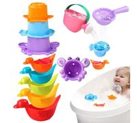 Jouets De Bain pour Bébé - PP 10 Pièces | Jouets De | Arrosoir Jouet | Bateau Canard Multicolore pour L'heure du Bain De Bébé, Jeu Amusant, Accessoires Éducatifs Et Activités Aquatiques