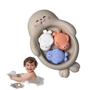 Jouets De Bain Pour Bébé - Set De Jeux D’Eau En Forme D’Animaux - Lot De 4 Jouets Éducatifs Pour La Baignoire - Jouet Flottant En Caoutchouc Hippopotame Non Poreux Pour Plage, Douche, Piscine, Déco De