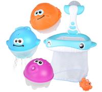 Jouets De Bain Pour Bébé, Spray De Baleine Avec Filet, Ensemble De Jouets De Salle De Bain Flottants Colorés, Jouets De Douche Pour Enfants