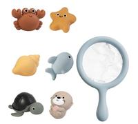 Jouets de Bain pour Enfants - Ensemble de 7 Jouets Aquatiques, Jouets Flottants pour la Piscine avec Filet de Pêche et Éléments Montessori