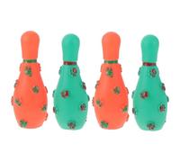 Jouets de Bowling à Empreintes pour Chiens, Résistants, 4 Pièces, Couineurs | Plastique Solide, Aide à L’Hygiène Dentaire, Adaptés aux Chiots, Exercices Physiques et Entraînement Comportemental