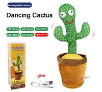 Jouets de Cactus parlant dansant, chant, imitation, enregistrement, répétition, ce que vous dites, jouet en peluche brillant pour bébés garçons et filles avec vêtements--Cactus Box