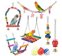 Jouets de Cage colorés pour Oiseaux avec balançoire à Suspendre, hamac, échelle d'escalade, pour Perruche, Conure, calopsitte, myna, inséparables, pinsons