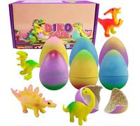 Jouets de Chasse aux Œufs de Pâques, 6 Pièces d'Œufs Arc-en-Ciel avec Dinosaure Éclosion pour Enfants, Œufs Surprise Arc-en-Ciel, Kit de Chasse aux Œufs de Pâques Remplis pour Panier Cadeau et Fêtes