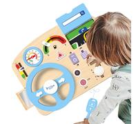 Jouets de Conduite en Bois pour | Jeu de développement de la motricité Fine : Tableau de Bord d'activités de Conduite de Simulation pour Tout-Petits, Jouet sensoriel pour Volant