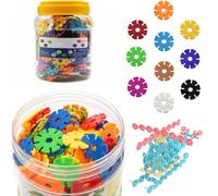 Jouets de Construction Dimensionnels pour Enfants, Bouchon de boîte de trèfle jaune. Grand ensemble de bouchons de flocons de neige, jouets Montessori pour 1 an et plus, jouets de puzzle pour enfants