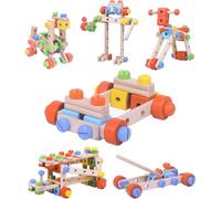 Jouets De Construction En Bois - Stem Kids Ensemble De 78 Pièces Blocs De Construction, Amusants Éducatifs Et Motricité Fine Jouets Pour Les Garçons Et Les Filles De 4 5 6 7 Ans