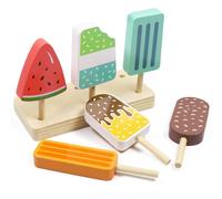 Jouets de crème glacée en bois pour enfants - Jouet en bois - Jouet de glace pour enfants - Accessoires de cuisine de jeu - Jeu de rôle pour enfant fille garçon de 3, 4, 5, 6 ans - Montessori