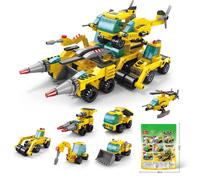 Jouets De Cubes En Bois- Jouets Éducatifs Pour Enfants- Dinosaure-Mecha- Chariot D'ingénieur 6 En 1 [461 Granules]