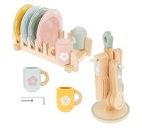 Jouets de cuisine en bois, ensemble de jouets de vaisselle en bois pour enfants, accessoires de cuisine en bois sûrs, ensemble de couverts de cuisine amusants et de jouets d'assiette, jouet de