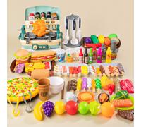 Jouets De Cuisine Pour Enfants Mini-Vaisselle Spray Avec Lumière Grillade Bbq Support De Grillade 82 Pièces Verte
