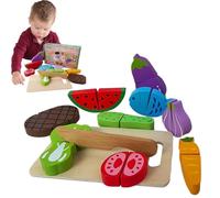 Jouets De Découpage Alimentaire,Ensemble Éducatif en Bois pour Tout Petits | Ensemble Éducatif et Réaliste pour 3 Ans et Plus Jeu d'Imitation Famille Maison Crèche Salle de Classe