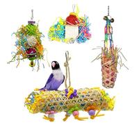 Jouets De Démontage pour Oiseaux | 4 Pièces Jouet de Forage pour Perruche - Ensemble Coloré De Jeu À Ronger Perroquets pour Conures Inséparables Entraînement Quotidien Perchoirs Suspensions Intérieur