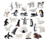 Jouets de figurines d'animaux marins | Gâteau Caribou Portable Ours Polaire Baleines Gâteau Toppers | Petites Figurines Polaires Animaux pour Fête D'anniversaire Faveur