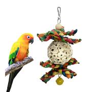Jouets de fourrage pour oiseaux | Bois naturel interactif avec cloche et jouets pour mâcher les perruches, perroquets petits et moyens, inséparables, soins du bec et entre