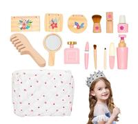 Jouets De Jeu De Simulation De Salon De Beauté, Ensemble De Jouets De Maquillage En Bois | Ensemble De Jouets De Maquillage Sûrs | Jouets De Salon De Coiffure, Kit De Maquillage, Amusant Et Interactif
