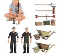 Jouets de la vie rurale : figurines de mini grangers, matériel de jeu, collection éducative de fermes montrant des personnages agricoles détaillés | Expérience d'apprentissage imaginative
