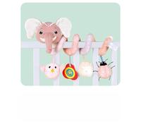 Jouets de Landau en Spirale de Musique Douce D'éléphant pour Bébés, Jouet de Lit de Poussette de bébé pour la Coordination œil-Main, Gris/Rose, 15,7 "X 13,8" X 2", 1 Pièce, Confort de Voyage