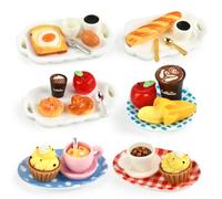 Jouets de Miniatures Alimentaires Boissons, Mini Nourriture Jouet, Nourriture Miniature 1/12 Accessoires de Cuisine Miniatures pour Maison de Poupée avec Café Œufs Pain Miniature Petit Déjeuner (A)
