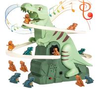 Jouets de montagnes russes pour les tout-petits, jouets de dinosaures sûrs pour enfants avec lumières et sons dynamiques, montagnes russes éducatives pour tout-petits avec 12 dinosaures mignons po