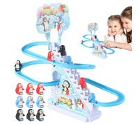Jouets de Montagnes Russes pour Tout-Petits - Toboggan Musical, Piste inclinée Pingouin, Rails interactifs | Jeu éducatif d’intérieur, Animation de Noël enfantine avec lumières et mélodies fe