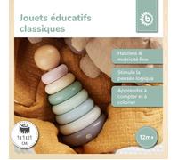 Jouets de motricité - Bieco - Pyramide d'emboîtement - 8 pièces - Bois - 19 cm Bleu