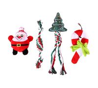 Jouets de Noël pour chien - Jouets à mâcher avec corde | Balle à friandises et jouets couineurs pour chien | Jouets à mâcher en peluche pour chien | Ensemble de jouets de Noël pour chiot, chaton et