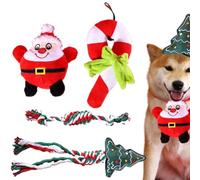 Jouets de Noël pour chiens qui grincement, jouets interactifs en corde, dentition, jouets à mâcher pour chiots | Jouets de Noël pour chiens grinçants, jouets à mâcher