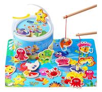 Jouets de pêche magnétique en bois 3D pour enfants, Puzzle éducatif en bois pour garçons, cadeaux de fête pour bébés