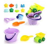 Jouets De Plage D'été En Silicone Pour Bébé, Sac En Maille Pour Enfants, Ensemble De Jouets De Bain, Poussette De Fête Sur La Plage, Seau De Canard, Moule De Sable, Jeu D'eau