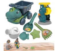 Jouets de Plage, Ensemble de Jouets Sable Dinosaure 7 pièces Comprenant Un Camion à Benne basculante, Un arrosoir, Une Pelle, râteau et des moules à Sable, des bac