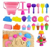 Jouets de Plage pour Enfants, Jouets de Sable 31 pièces, Ensemble de Jeux de Sable pour Enfants, moules pour château et Desserts avec seaux Pliables