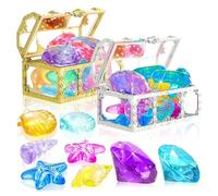 Jouets de plongée, 32 pièces jouets de plongée en piscine colorés diamants différentes formes avec boîte pirate au trésor en plastique sous-marin pour tout-petits piscine plage pour enfants gar