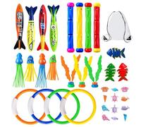 Jouets De Plongée - Avec Anneaux, Jeux D'eau Flottants Amusants, Y Compris Les Poissons De Piscine | Jouets De Plongé D'été De 35 Pièces Pierre Précieuse | Bâton De Plongée Pour L'été, Voyage En Plei