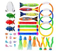 Jouets de plongée pour piscine, avec anneaux, bâtons et jeux aquatiques, 35 jouets aquatiques avec poissons de piscine, pour , filles, garçons, extérieur, jardin, parc aquatique, croisière, vacances