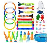 Jouets de plongée pour piscine - avec anneaux, bâtons et jeux aquatiques,35 pièces de jeux sous-marins d'été | pour extérieur voyage jardin piscine plage anniversaire