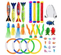 Jouets de plongée pour piscine | Avec bâtons et jeux de plage flottants - coffret de 35 pierres précieuses de plongée été,pour , filles, garçons, extérieur, jardin, parc aquatique, croisière, vacances