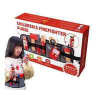 Jouets de pompier, jouets de feu pour 3-5,Faire semblant de jouer à des outils de pompiers - Ensemble de jeux de rôle de carrière éducative en bois avec sac pour bébé pour ,