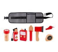 Jouets de Pompier, Jouets de feu pour 3-5,Faire Semblant de Jouer au Pompier Accessoire | Ensemble de Jeux de rôle de carrière éducative en Bois avec Sac pour bébé pour bam