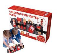 Jouets de pompier pour de 3 à 5 ans - Ensemble d'outils de pompier | Kit de cosplay de rôle éducatif en bois avec sac de rangement, garçons et filles en bas âge, cadeau d'anniversaire d'Hallow