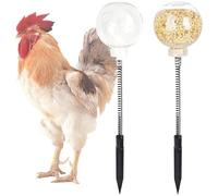 Jouets de poulet, 2pcs Dispensateur de friandises poulet 15, 8 pouces Alimentation lente jouet picage avec balle poreuse et pieu et printemps toys coopératifs drôles pour les écureuils d'oiseau