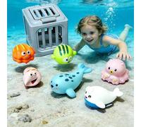 Jouets de sauvetage sous-marins - Jouets de piscine de plongée, jouet de plongée, jouet de cages de plongée avec flottant d'animaux, jeu d'eau de trésor pour la natation, le lac de plage, cadeau de