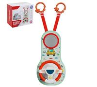 Jouets de siège d'auto à orienté arrière, rotation à 360 ° Jouet de volant bébé avec miroir, musique, lumières et sons conduite, 12 mois + volant pour enfants pour la banquette arrière, secouer le