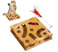 Jouets de stimulation pour chats d'intérieur - Puzzle Jouet Teaser Wand - Boîte de jeu avec 2 clochettes, jouet interactif pour chat pour la stimulation physique mentale